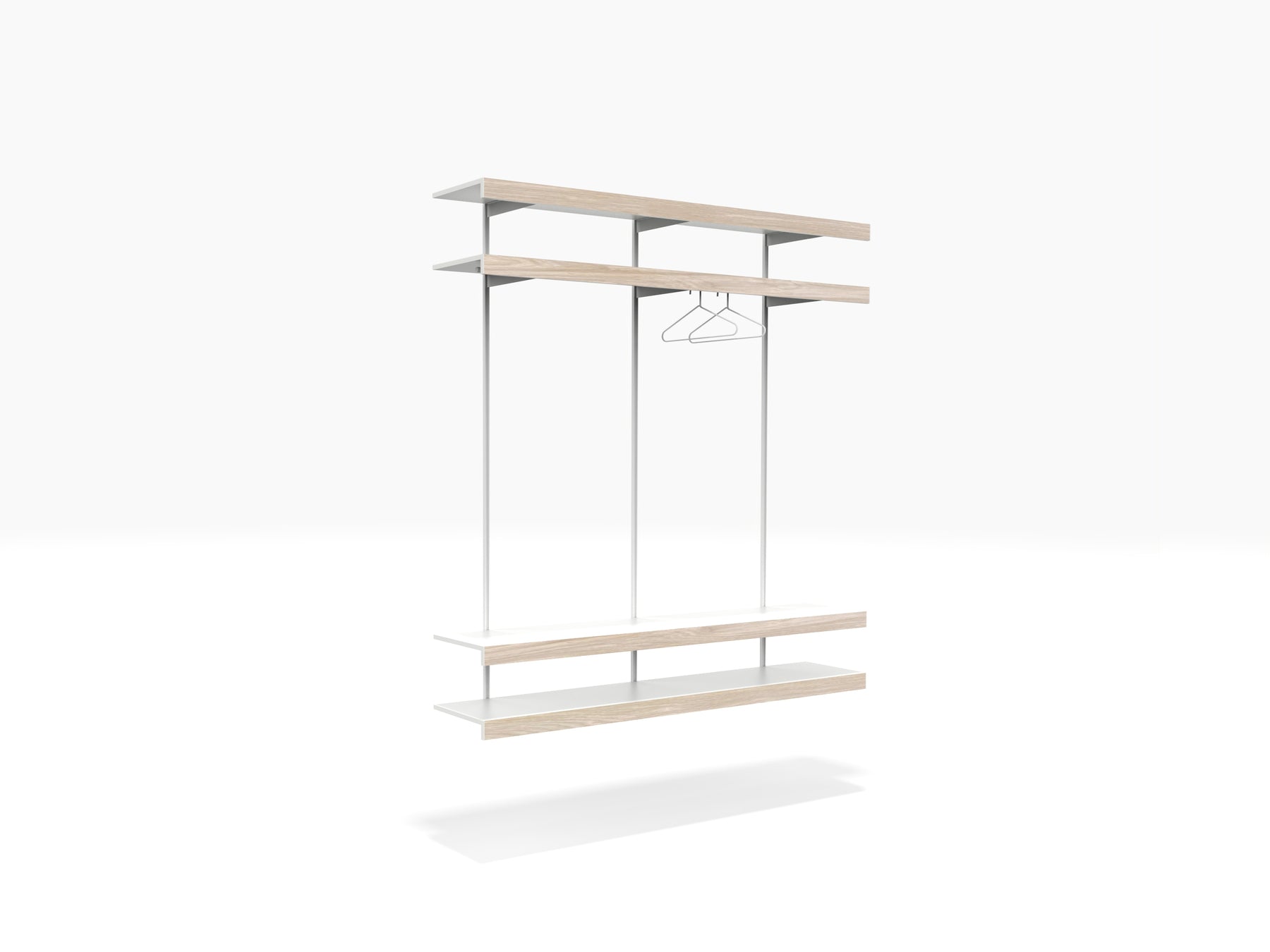 ON&ON white & oak open wardrobe shelving system