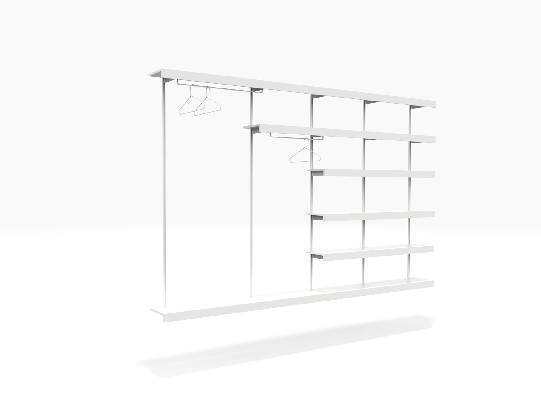 large high quality clothes wall storage system made from aluminium