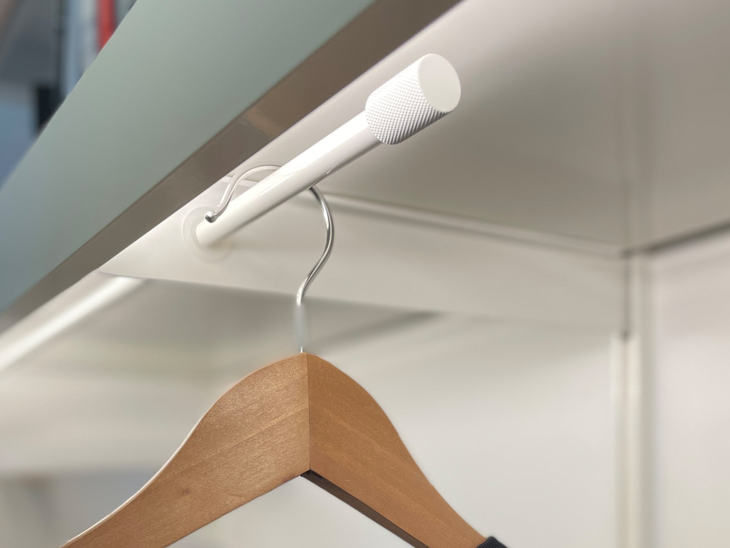 modular shelves with clothes rail