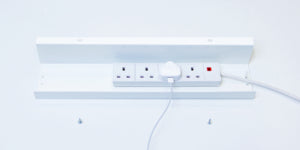 Desk cable tray finished white