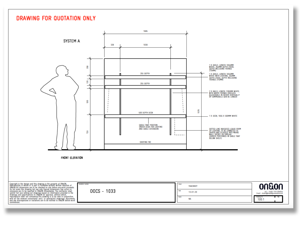 wall mounted desk drawing by ON&ON planners