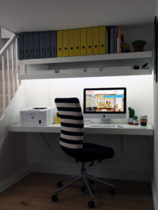 Floating wall desk with lighting