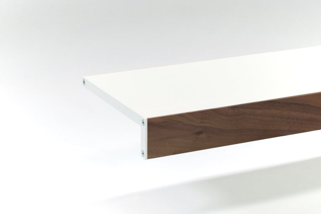 white and walnut shelf